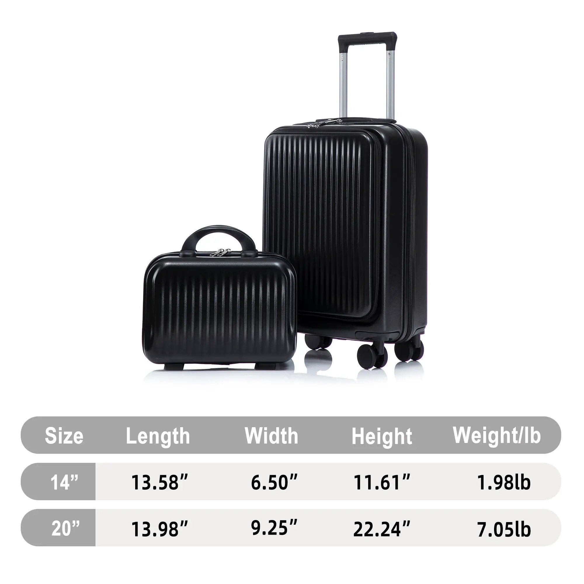 14' & 20' ABS Spinner Wheel Luggage Set with Cosmetic Case by HouseOfZazla