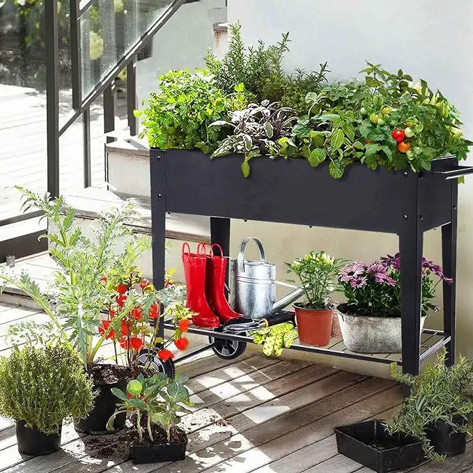 Raised Planter Box with Legs Outdoor Elevated Garden Bed On Wheels for Vegetables Flower Herb Patio by GreenHaven Gardens