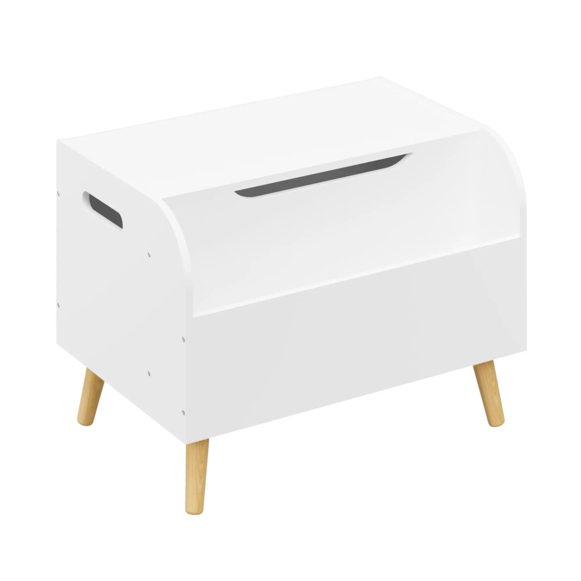 Toy Box With Front Bookshelf, Flip Top Lid, Safety Hinge For Kids Room Organization - White by HouseOfZazla