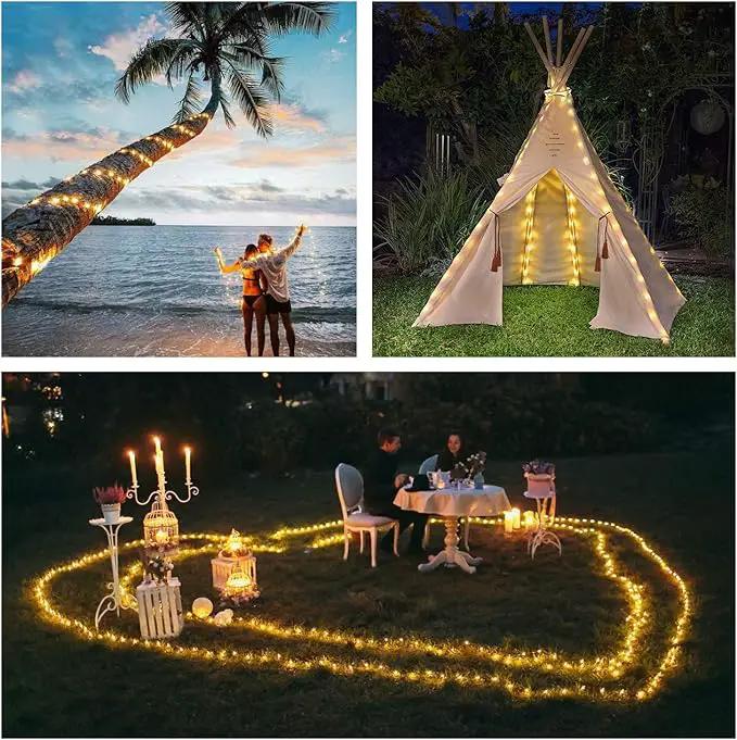 QITONG 4 Pack Solar Fairy Lights Warm White, Each 33ft 100 LED Outdoor String Light, 8 Modes Copper Wire Lights for Outside Tree Wedding Party Garden Patio Christmas by GreenHaven Gardens