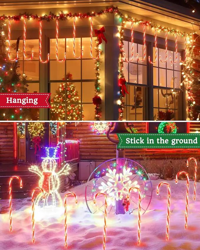 Luditek 24.5 inch Christmas Candy Cane Pathway Markers Set of 12 Christmas Outdoor Outside Decorations Lights 8 Blinking Modes Indoor Holiday Xmas Yard Patio Garden Walkway Decor by GreenHaven Gardens