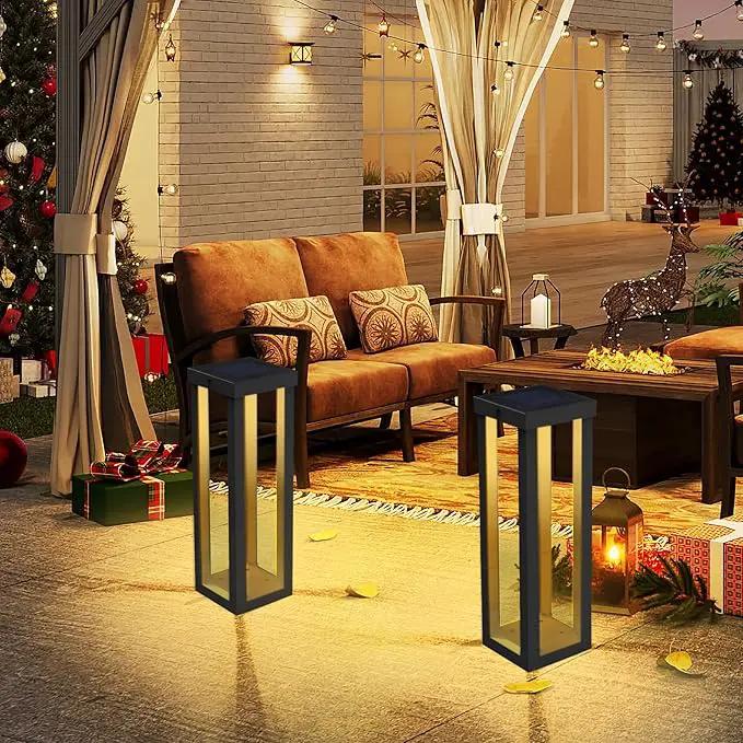 Solar Patio Floor Lamp Outdoor, 2 Pack Solar Landscape Path Lights with 3 Light Modes, Garden Decorations Waterproof 12H Endurance Cordless Landscaping for Porch Lawn Yard Backyard (Black) by GreenHaven Gardens