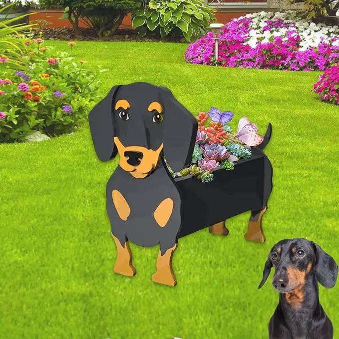 Black and Tan Dachshund Dog Planter Plant Pots,Cute Garden Dog Flower Planter,Dog Planters Birthday Gifts for Women,Office,Indoor/Outdoor Decor(9.45 * 7.5 * 13.39in) by GreenHaven Gardens