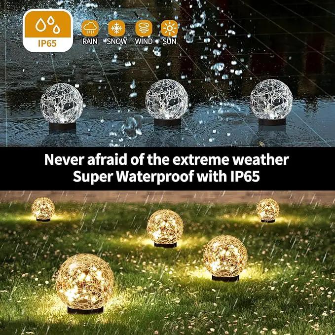 Solar Globe Lights Outdoor Waterproof-Solar Balls Garden-Cracked Glass Ball Solar Lights Outdoor-Solar Orbs Outside-Outdoor Decorations Patio & Yard Lawn Backyard Decor (GUO-XBQ-2-2-2) by GreenHaven Gardens