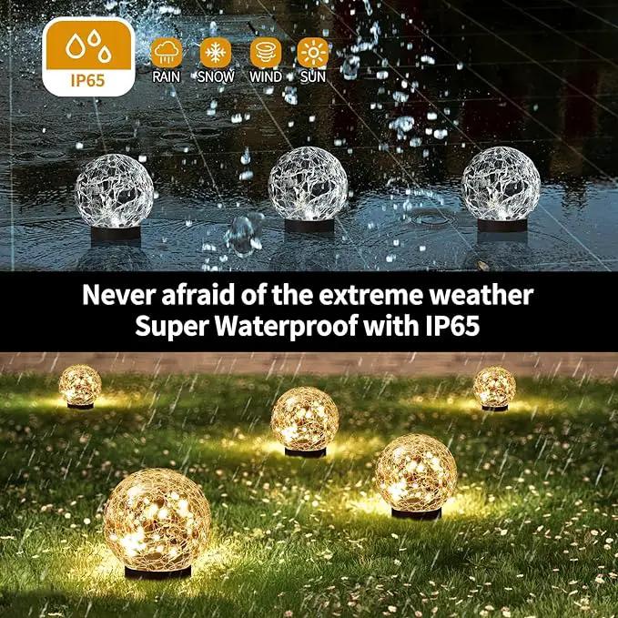 Solar Globe Lights Outdoor Waterproof-Solar Balls Garden-Cracked Glass Ball Solar Lights Outdoor-Solar Orbs Outside-Outdoor Decorations Patio & Yard Lawn Backyard Decor (GUO-XBQ-2-2-2) by GreenHaven Gardens