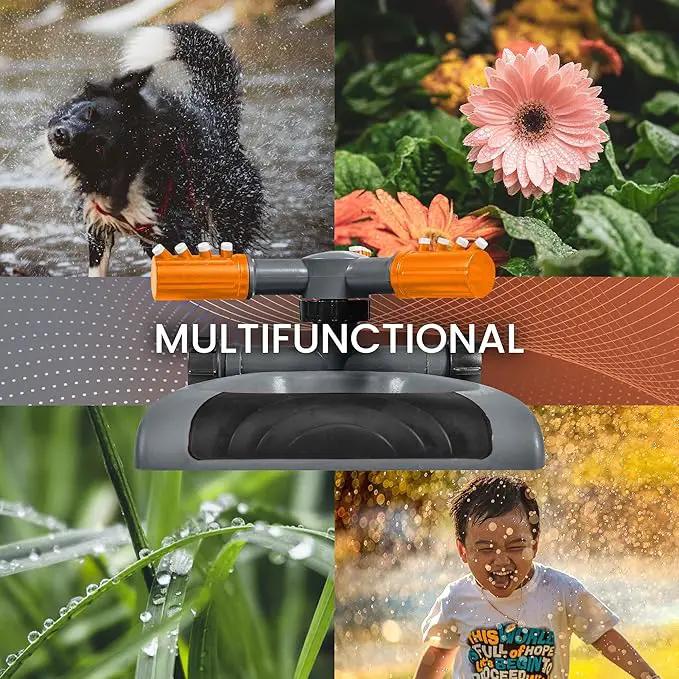 Joeys Sprinkler for Yard, Rotating Garden Sprinkler for Large Area Coverage, Lawn and Yard Sprinklers (Orange) by GreenHaven Gardens