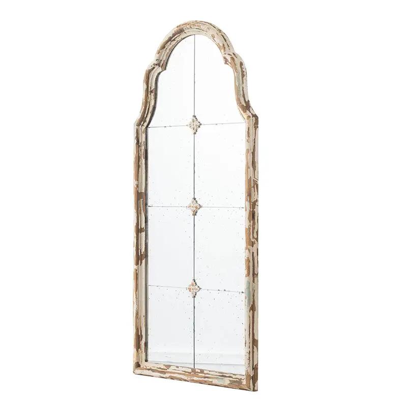 Large & Framed Wall Mirror, Arched Mirror With Decorative Window Look For Living Room - Cream by Unique Piece Furniture