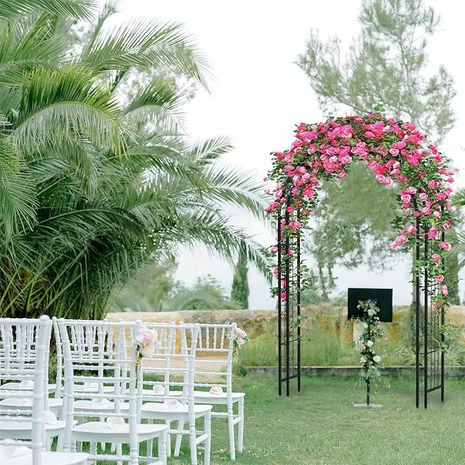 88in Steel Garden Arch Arbor Trellis for Climbing Plants Outdoor,Yard,Garden,Climbing Plants 7ft Decorative Wire Lattice,Outdoor Wedding Arch(Black) by GreenHaven Gardens