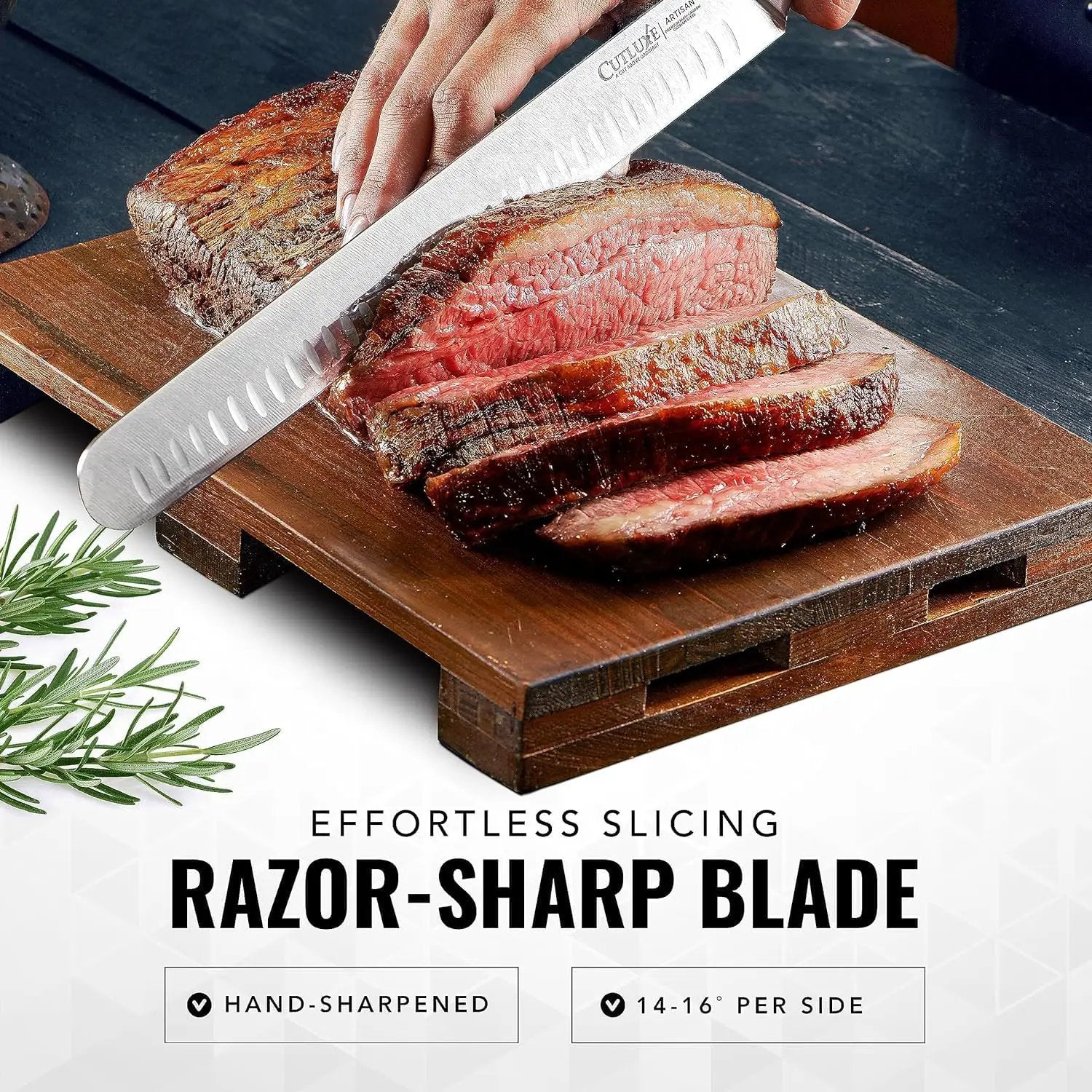 Cutluxe BBQ Carving Knife Set – Brisket Slicing and Boning Knife for Meat Cutting – Professional Knife with Razor Sharp German Steel, Full Tang, Ergonomic Handles – Artisan Series by GreenHaven Gardens
