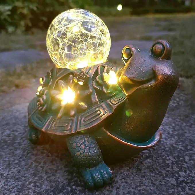 JOYBEE Garden Statues Turtle with Solar Lantern Outdoor Decor-Turtle Solar Figurines Lights Decorations for Patio Yard Lawn Ornaments-Gifts for Birthday Easter Housewarming by GreenHaven Gardens