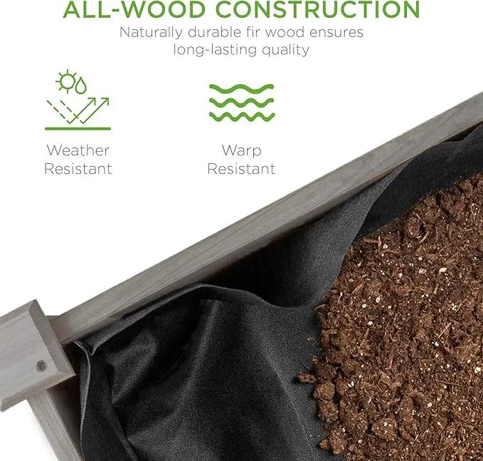 Best Choice Products 48x24x30in Raised Garden Bed, Elevated Wooden Planter for Backyard w/Foot Caps, Bed Liner, 200 lbs Capacity - Gray by GreenHaven Gardens