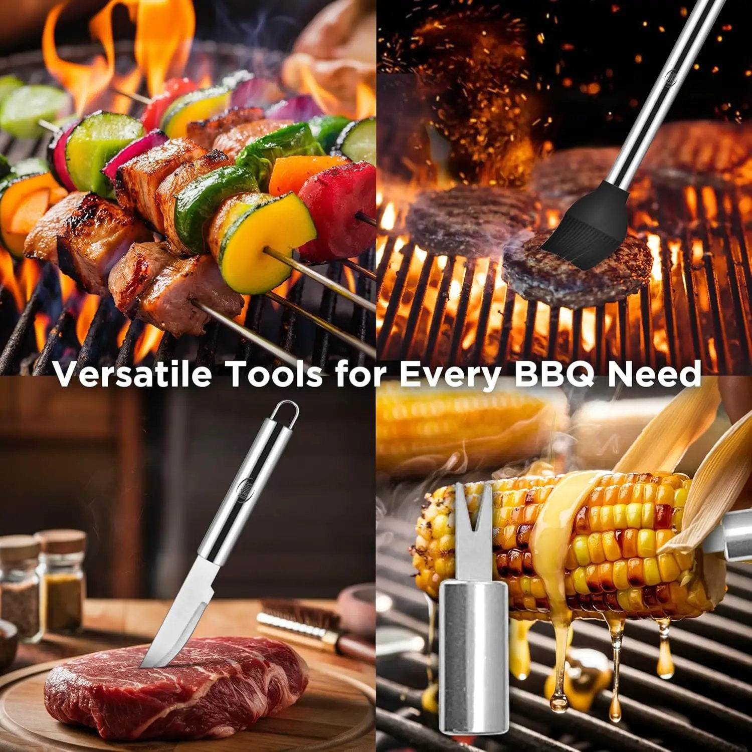 Kaluns Grilling Accessories, Dad Gifts for Christmas Grilling Gifts, Heavy Duty Stainless Steel Grill Set BBQ Grill Accessories for Outdoor Grill with Storage Case and Apron, Best Gifts for Men Dad by GreenHaven Gardens