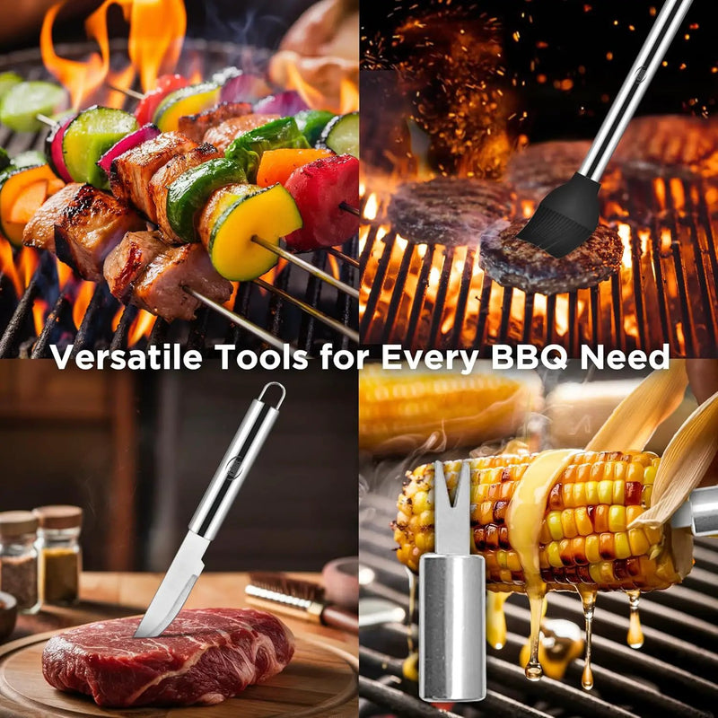 Kaluns Grilling Accessories, Dad Gifts for Christmas Grilling Gifts, Heavy Duty Stainless Steel Grill Set BBQ Grill Accessories for Outdoor Grill with Storage Case and Apron, Best Gifts for Men Dad by GreenHaven Gardens