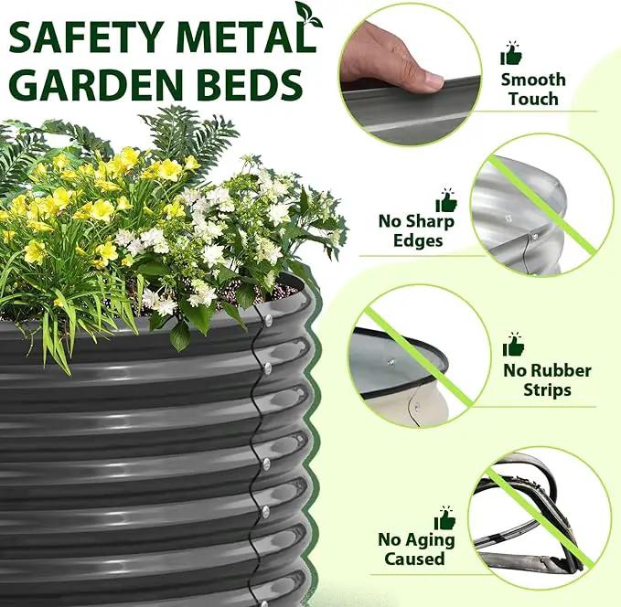 A ANLEOLIFE 8X4X2 ft Galvanized Raised Garden Beds Outdoor, Oval Large Metal Deep Root Planter Box for Planting Vegetables Flowers Herb, Anti-Rust & Easy-Setup, Quartz Grey by GreenHaven Gardens
