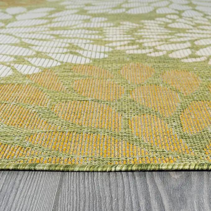 Beverly Rug Outdoor Rug 6x9 Modern Exotic Tropical Leaf Area Rugs for Indoor and Outdoor Patio Deck Porch Garden Water Resistant Washable Outside Carpet (6 x 9 Green) by GreenHaven Gardens