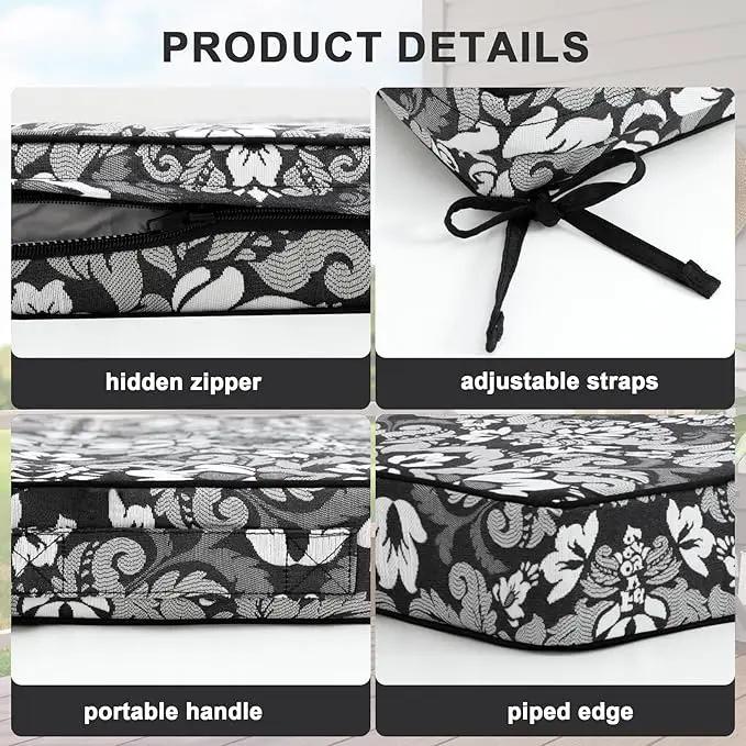 Favoyard Outdoor Chair Cushion 19 x 19 x 3 In Waterproof Pattern Fade Resistant Cushions for Patio Furniture with Removable Cover Attach Straps 28D Foam Insert Cushions Pads for Seat Sofa Couch 2 Pack by GreenHaven Gardens