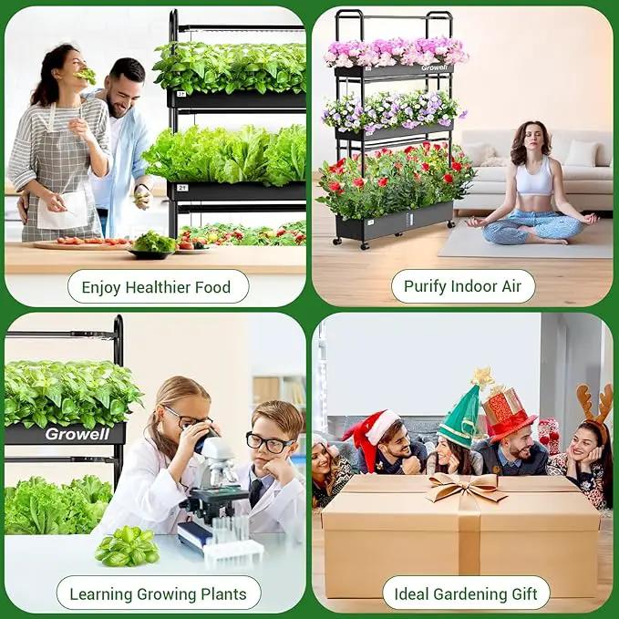 Growell Large Hydroponics Growing System Kit, 90 Pods Vertical Hydroponic Garden with 2 Light Modes Grow Light, Auto Circulating Water System, 40L Indoor Gardening System for Herb Vegetable Fruit by GreenHaven Gardens