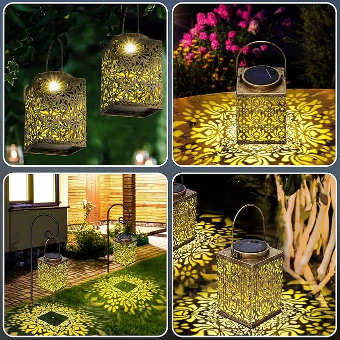 2 Pack Solar Lanterns Outdoor Waterproof - Metal Solar Garden Lights for Patio Porch Yard Garden Decor, Christmas Birthday Gifts for Women (Bronze) by GreenHaven Gardens