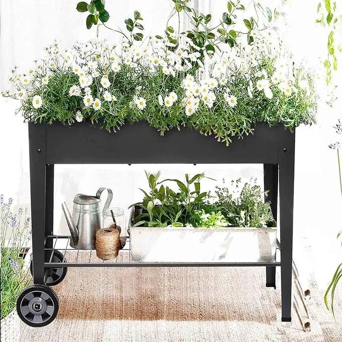 Raised Planter Box with Legs Outdoor Elevated Garden Bed On Wheels for Vegetables Flower Herb Patio by GreenHaven Gardens