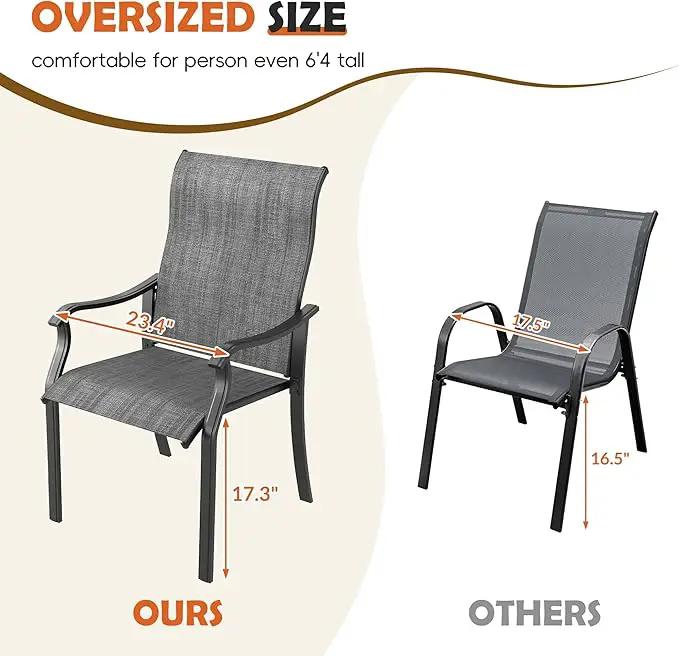 UDPATIO Patio Dining Chairs Set of 2, High Back Wide Seat Outdoor Furniture Chairs with All Weather Breathable Textilene, for Lawn Garden Backyard Deck, Dark Grey by GreenHaven Gardens