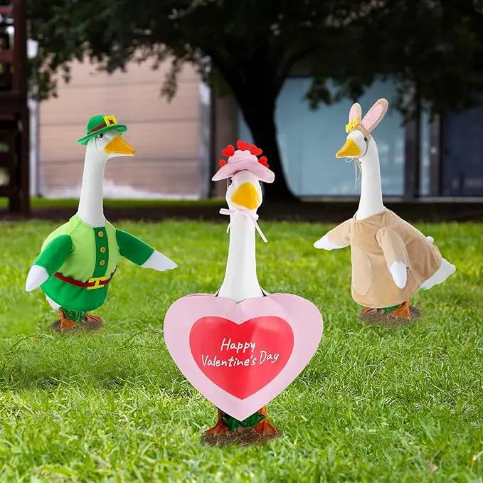 3 Sets Seasonal Goose Outfits Valentine Easter St. Patrick Festivals Lawn Clothing for 23'' Goose Lawn Garden Patio Yard Porch Outdoor Decorations by GreenHaven Gardens
