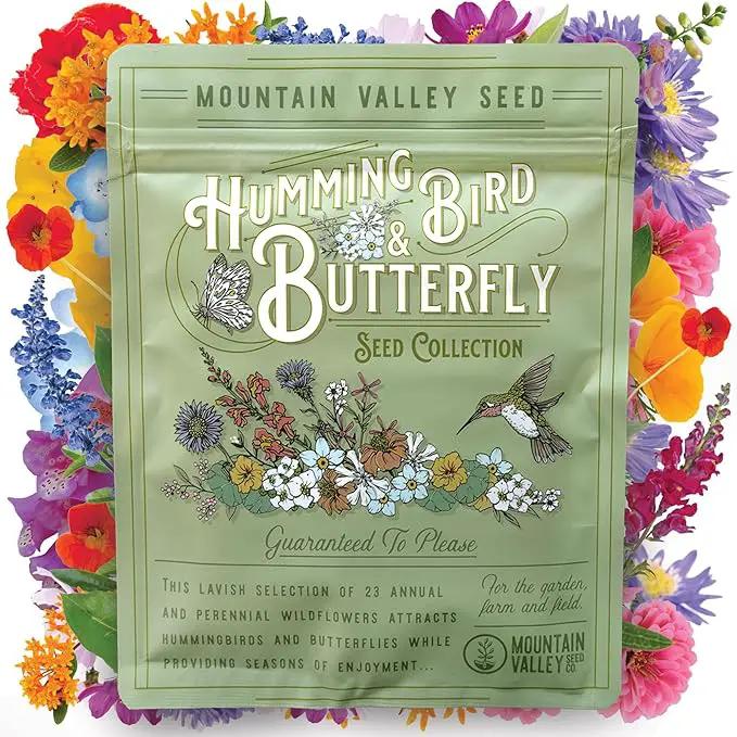 Wildflower Seeds Bulk, 2 Oz. 80,000+ Seeds – Butterfly & Hummingbird Mix with 23 Non-GMO Varieties – Pollinator Flower Seed for Planting by GreenHaven Gardens