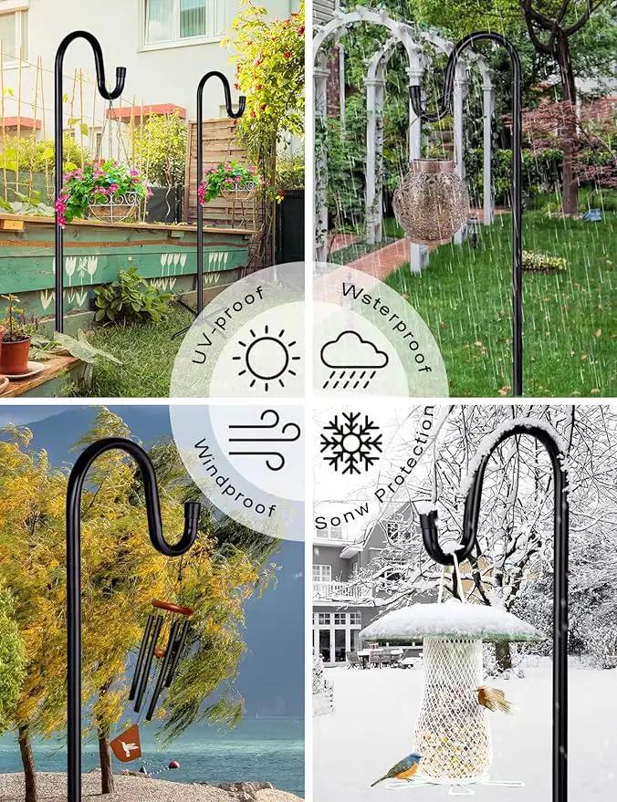Ottsuls Shepherd-Hooks Adjustable for Bird-Feeder Lantern Plant-Hook Garden-Stake - Plant Stand Hanger for Outdoor Flower Basket, Bird Feeder Hanger Weddings Decor by GreenHaven Gardens