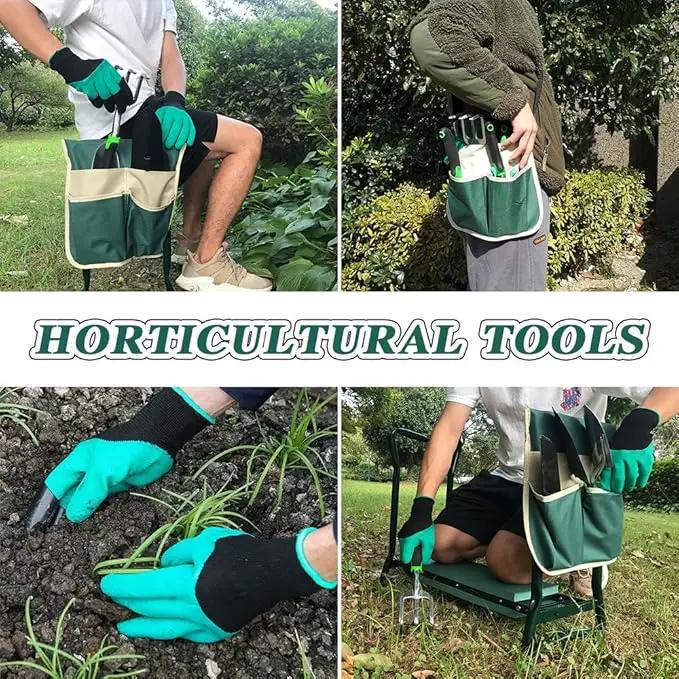 Garden Kneeler and Seat Stool Heavy Duty Garden Folding Bench with Large RemovableTool Pocket Gloves and Soft EVA Kneeling Pad for Gardening Lovers by GreenHaven Gardens