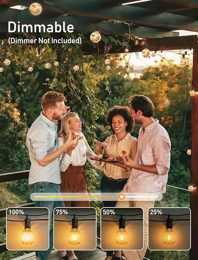 Brightown Outdoor String Lights - Globe Patio Lights 30 Ft with 15 G40 Shatterproof Bulbs, Waterproof Connectable Commercial Outdoor Lights for Backyard, Bistro, Porch, Cafe, Deck by GreenHaven Gardens