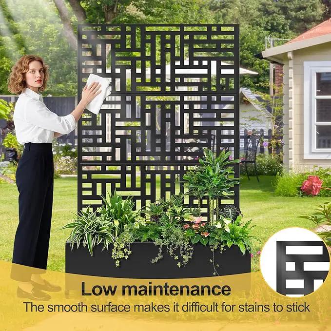 Raised Garden Bed with Trellis and Wheels,73"x47"x16" Metal Raised Garden Bed,Black Modern Metal Planter with Climbing Trellis for Vines & Vegetables by GreenHaven Gardens