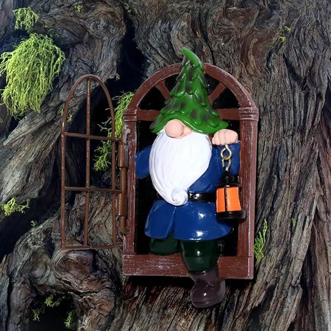 Whimsical Fairy Garden Gnome Statue, Tree Faces Decor Outdoor -5.9 Inch, Funny Garden Tree Decoration,Ideal Patio Yard Lawn Porch Decoration by GreenHaven Gardens