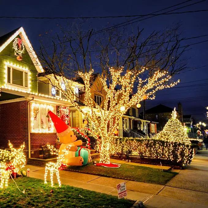 2 Pack 200 LED Solar Christmas Lights - 75.5 Ft Warm White Outdoor String Lights, 8 Modes for Outside Christmas Tree, Garden, Patio, Tree, Valentines by GreenHaven Gardens
