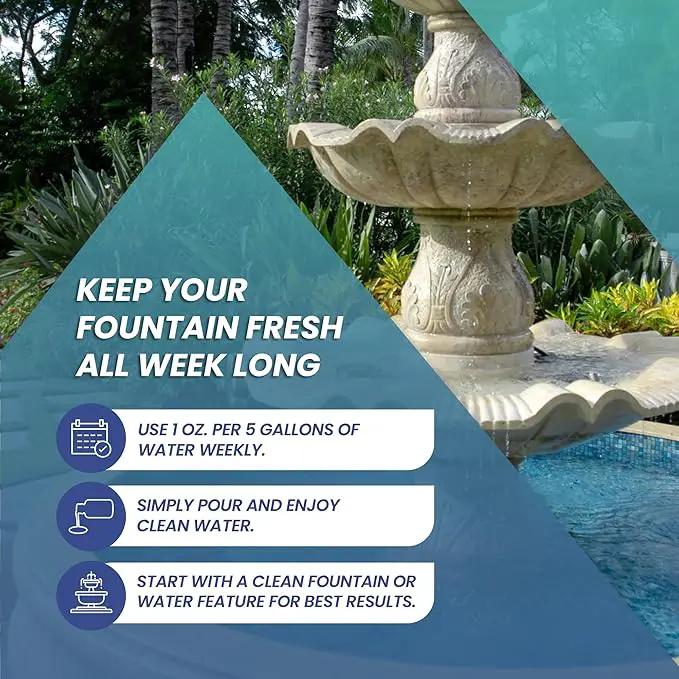 16oz Water Fountain Cleaner - Cleans 80 Gallons of Water, Bird Bath Cleaner Safe for Birds and Wildlife, Ideal for Indoor & Outdoor Use - Prevents Dirt Build-Up and Clog, Safe for Stone, Metal & More by GreenHaven Gardens