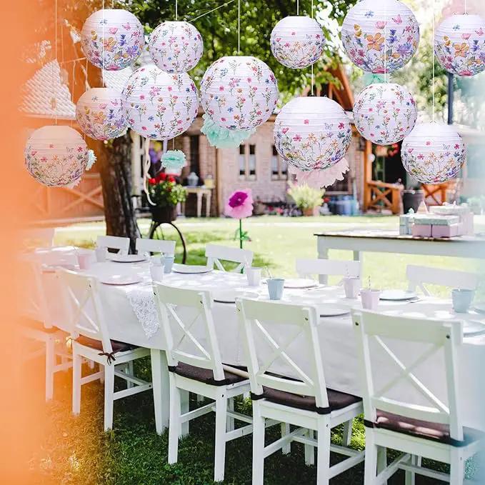 Riakrum 12 Pcs Wildflower Paper Lantern Set Floral Party Decorations Flower Paper Round Lanterns Wildflower Lantern Kit for Spring Baby Shower Bridal Shower Wedding Birthday Tea Party Supplies by GreenHaven Gardens