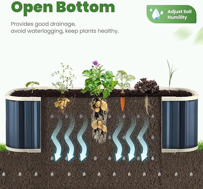 KING BIRD Raised Garden Bed Quick-Install Galvanized Planter Garden Box Outdoor for Gardening, Vegetables, Flowers 7.2x1.7x1 Ft, Dark Grey by GreenHaven Gardens