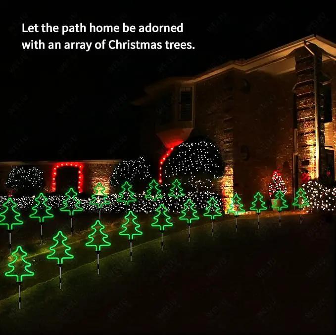 BlcTec Christmas Decorations Outdoor, 4PCS Neon Christmas Tree Shape Lights with Stainless Steel Stakes, 4 Xmas Tree Garden Lights with Waterproof for Garden Patio Yard Lawn Décor, Green by GreenHaven Gardens