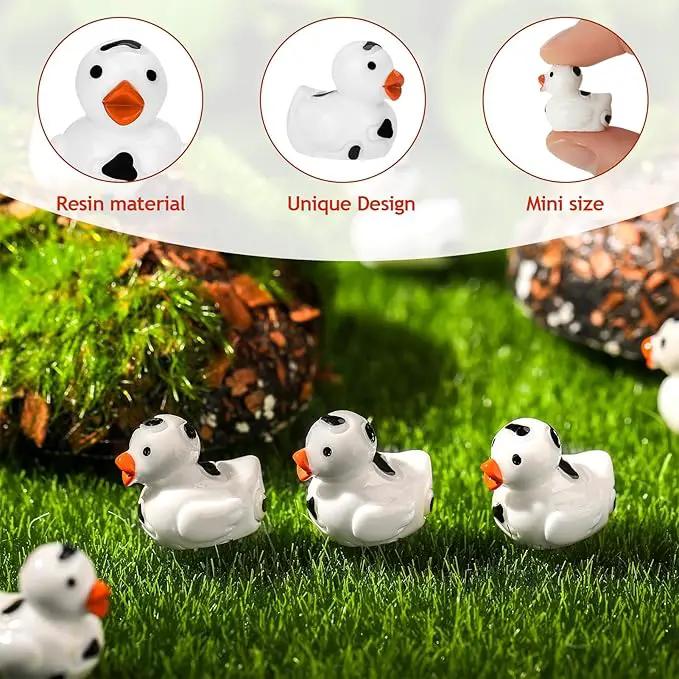 50 Pcs Mini Resin Ducks, Cute Tiny Cow Ducks, Mini Cow Resin Duck Bulk, Fun Cow Print Duck Miniature Duck Figurines, Cow Theme Mini Black White Cow Resin Ducks for Micro Landscape Dollhouse by GreenHaven Gardens