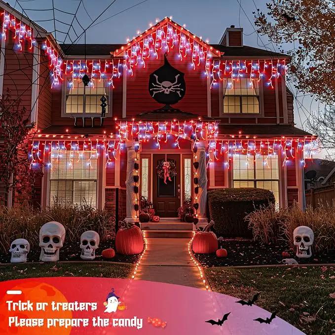 JMEXSUSS 38.8 Ft 400 LED Icicle Christmas Lights for Outside, 8 Modes Red and White Icicle String Lights Plug in with Remote, Christmas Lights Indoor Outdoor for Halloween Party Christmas Decoration by GreenHaven Gardens