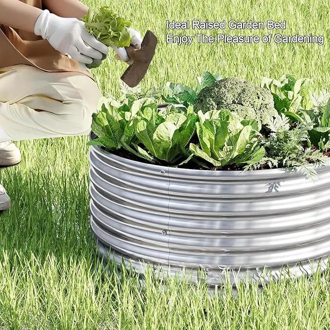 4 Pack 2x2FT Round Galvanized Raised Garden Bed Outdoor,Metal Garden Bed for Vegetables,Steel Raised Beds for Gardening,Above Ground Garden Box for Flower by GreenHaven Gardens