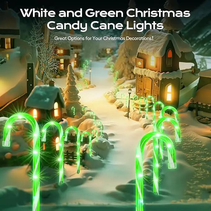Christmas Candy Cane Lights 12Pcs Christmas Pathway Lights with 72 Count Incandescent Green Lights, Connectable 12 Inch Pathway Makers Lights for Indoor Outdoor Walkway Patio Yard Lawn Decorations by GreenHaven Gardens