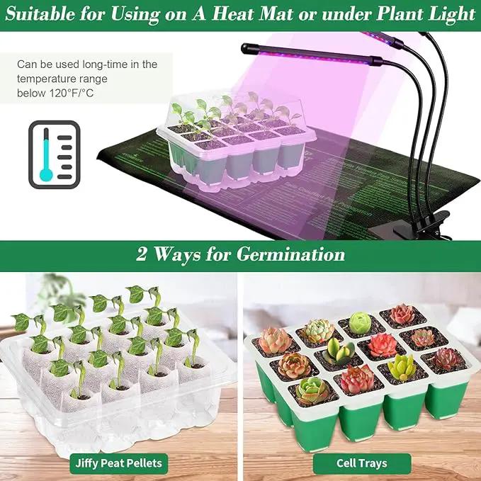 Mckanti 6 Pack Silicone Seed Starter Tray, Reusable Seed Starter Kit with Humidity Adjustable Dome, Lid and Tools for Indoor Seed Germination by GreenHaven Gardens