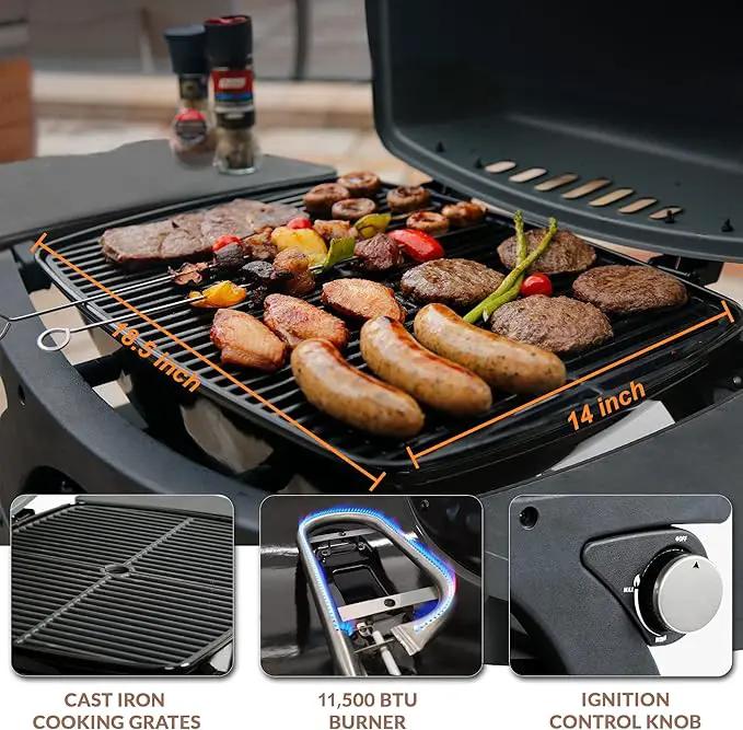 MASTER COOK Propane Gas Grill, Portable Tabletop Barbecue Grill with Cart for Patio, Camping, Travel by GreenHaven Gardens
