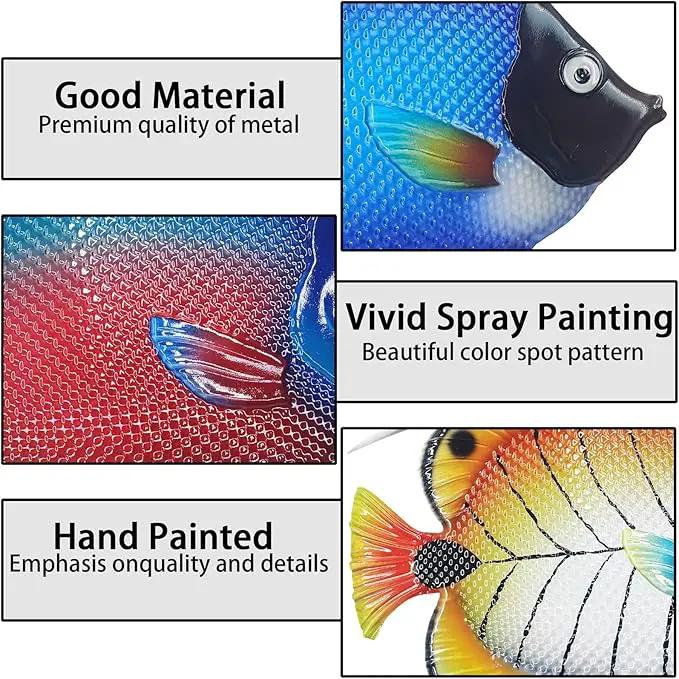 John's Studio Metal Fish Sea Wall Decor Outdoor Garden Hanging Art Sculptures Home Ocean Theme Decorations for Kitchen Bathroom and Pool - 3 PCS by GreenHaven Gardens