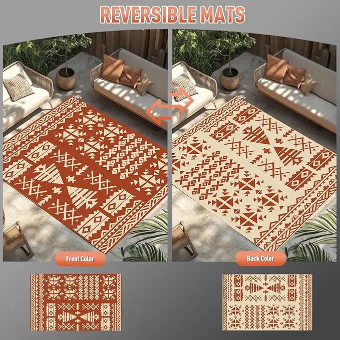 WILDROOTS 4x6 Feet Plastic Exotic Red Outdoor Rug, Stain Resistant Waterproof Reversible Outdoor Patio Rug, Fade Resistant Camping Rug by GreenHaven Gardens