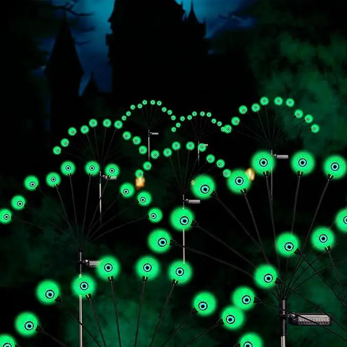 Halloween Decorations, 4 Pack 40LED Solar Halloween Lights Outdoor Scary Eyeball Waterproof Halloween Solar Garden Lights Swaying Firefly Lights for Yard Garden Patio Party Decor Green by GreenHaven Gardens