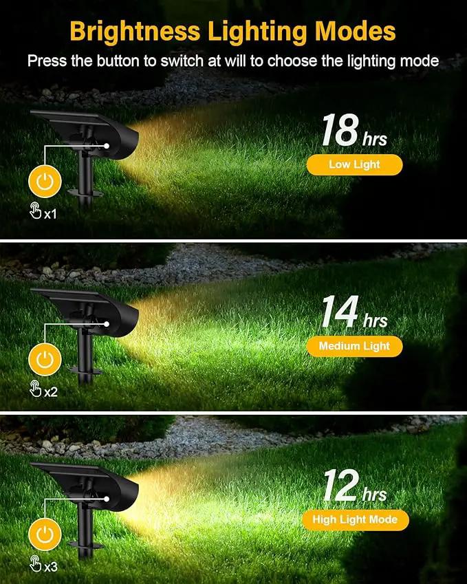BAXIA TECHNOLOGY Solar Spotlights Outdoor Waterproof, 3 Lighting Modes Spot Lights, Dusk to Dawn Solar Powered Outdoor Lights for Yard Pathway Driveway Landscape, Warm White, 2 Pack by GreenHaven Gardens