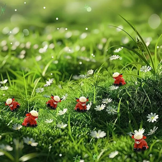 50 Pcs Mini Highland Cow Statues Highland Cow Decor Cute Highland Cow Figurine Handmade Resin Cow Sculpture Ornament for Decorations Home Kitchen Garden by GreenHaven Gardens