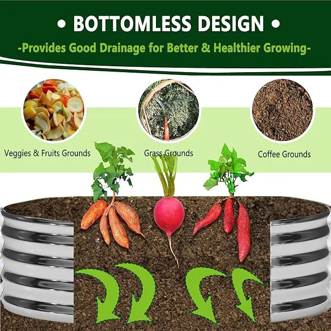 3PCS 3x3x1FT Galvanized Raised Garden Bed Kit,Vegetable Boxes-Round Metal Flower Box,Large Planter Raised Beds Outdoor Garden for Planting,Fruit,Herb-Sliver by GreenHaven Gardens