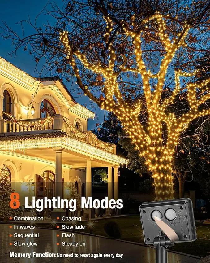 1 Pack Solar Fairy Lights for Outside Waterproof, 49FT/15M 150LED Solar String Lights Outdoor 8 Modes Solar Twinkle Lights for Garden Yard Christmas Tree Wedding Party Decor, Warm White by GreenHaven Gardens