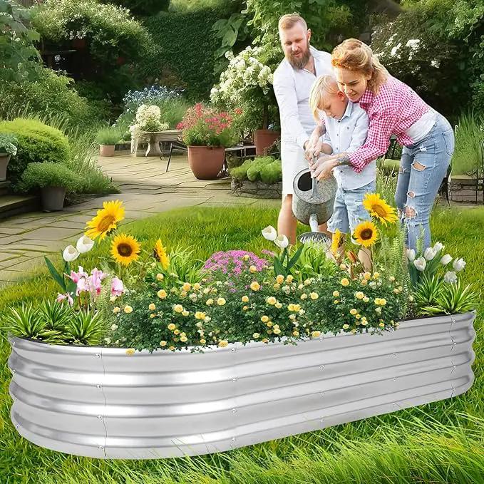 1MORE Galvanized Raised Garden Bed- Planter Garden Boxes Outdoor, Raised Beds for Gardening, 6x3x1ft Metal Garden Bed Kit for Vegetables Flower, Planter Raised Bed with Protective Tape & Tools.Silver by GreenHaven Gardens